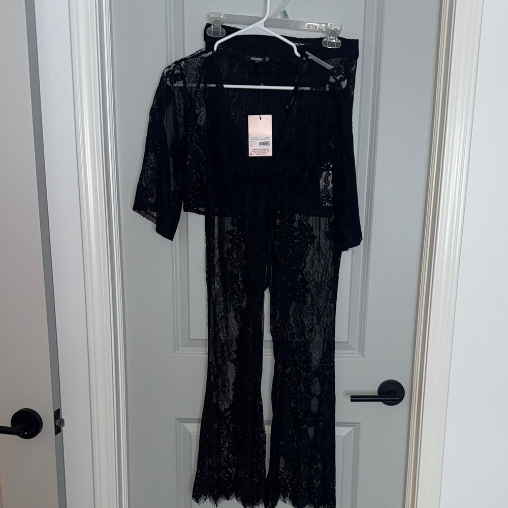 Missguided Black Lace Two-Piece Outfit US size 4